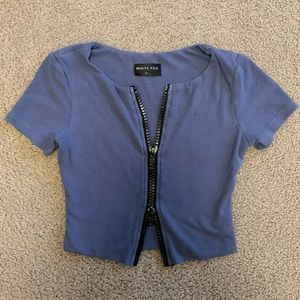White Fox Double Zipper Crop